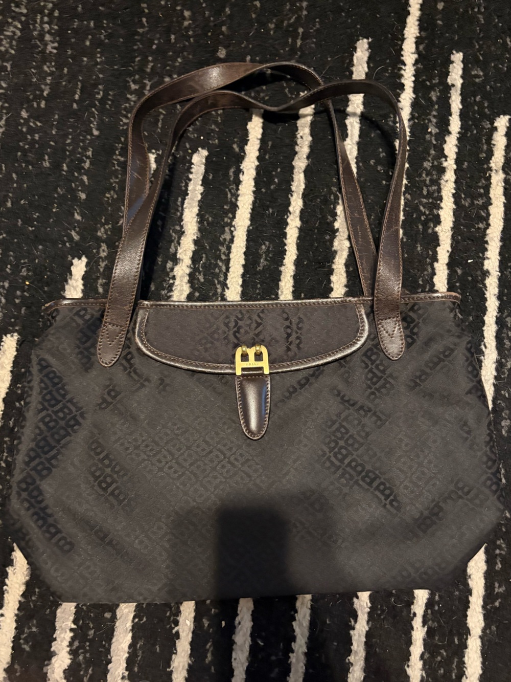 Bally Black Shoulder Tote with Gold Buckle - Picture 2 of 12